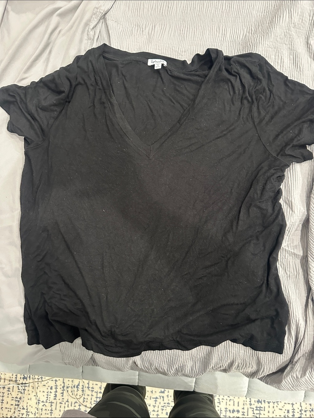 Splendid Black V-Neck Short Sleeve Tee